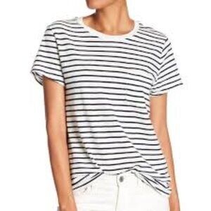 J.Crew‎ navy& white nautical stripe tie front short sleeve blouse size XL